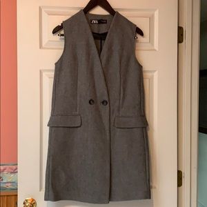 Zara Wool Blend Button Front Coat Vest